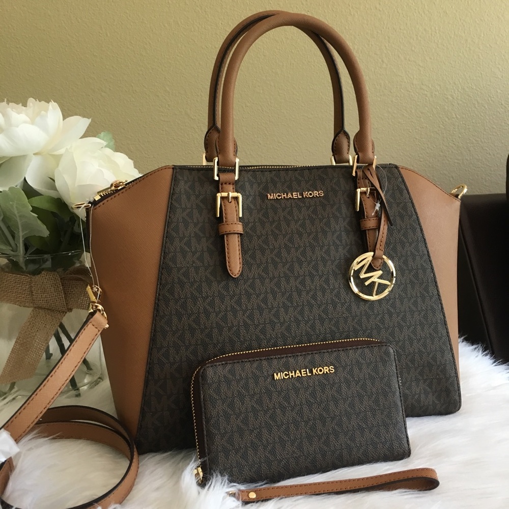 Michael Kors Ciara brown signature Satchel &wallet - Picture 2 of 8